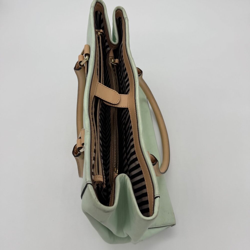 Kate Spade Mint Green Shoulder Bag with Tan and Black Trim - Picture 11 of 14